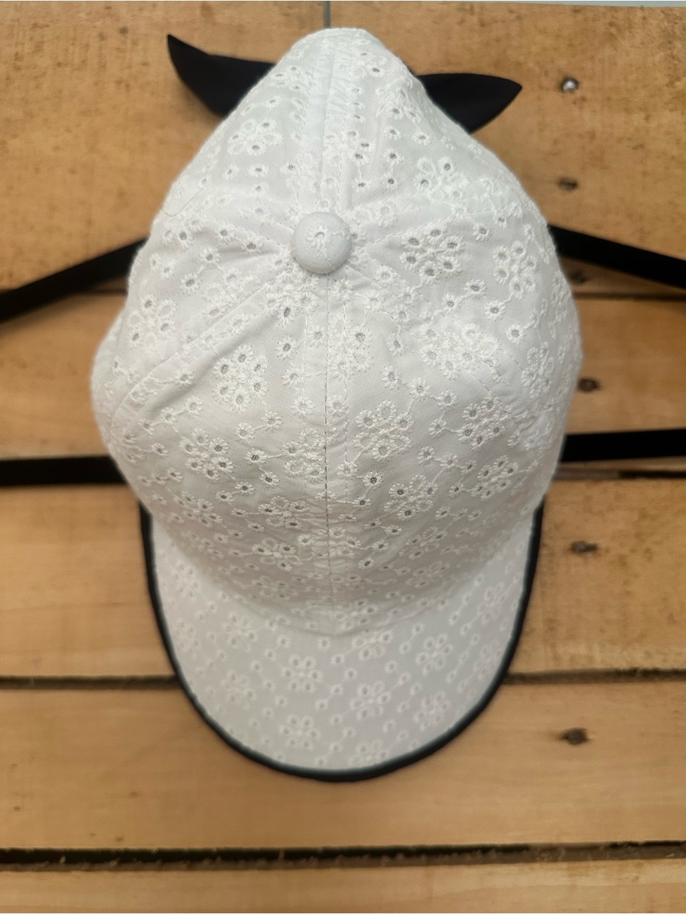 Kulani Kinis White Eyelet Baseball Cap with Black Trim